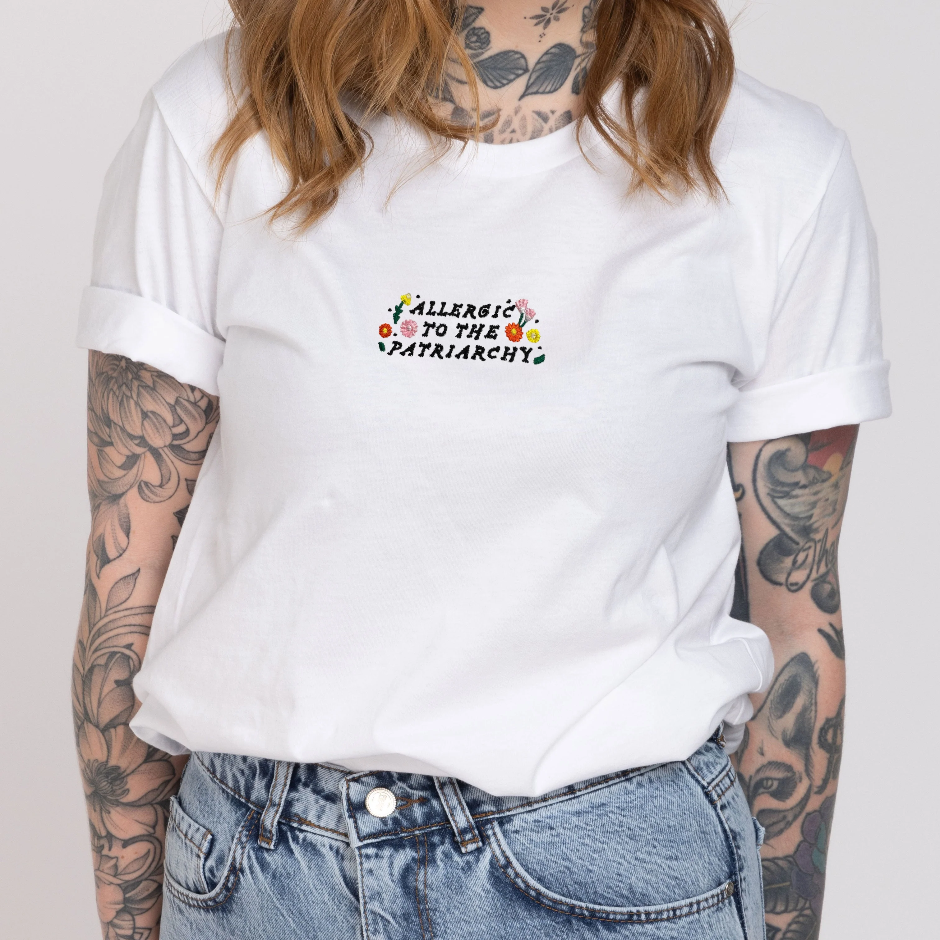Allergic To The Patriarchy Embroidered T-Shirt - Image 4