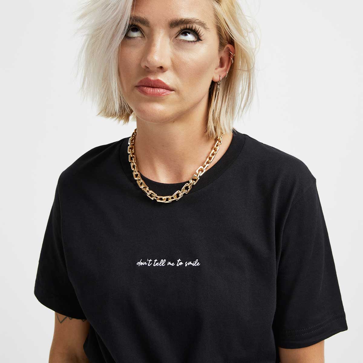 Don't Tell Me To Smile Embroidered T-Shirt - Image 2