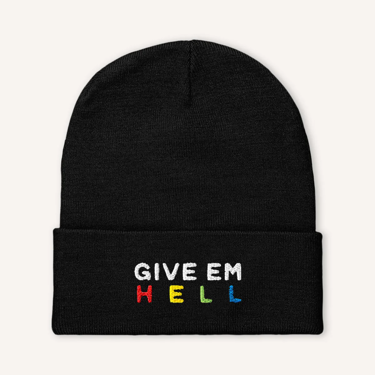 Give Em' Hell Embroidered Beanie Hat - Image 3