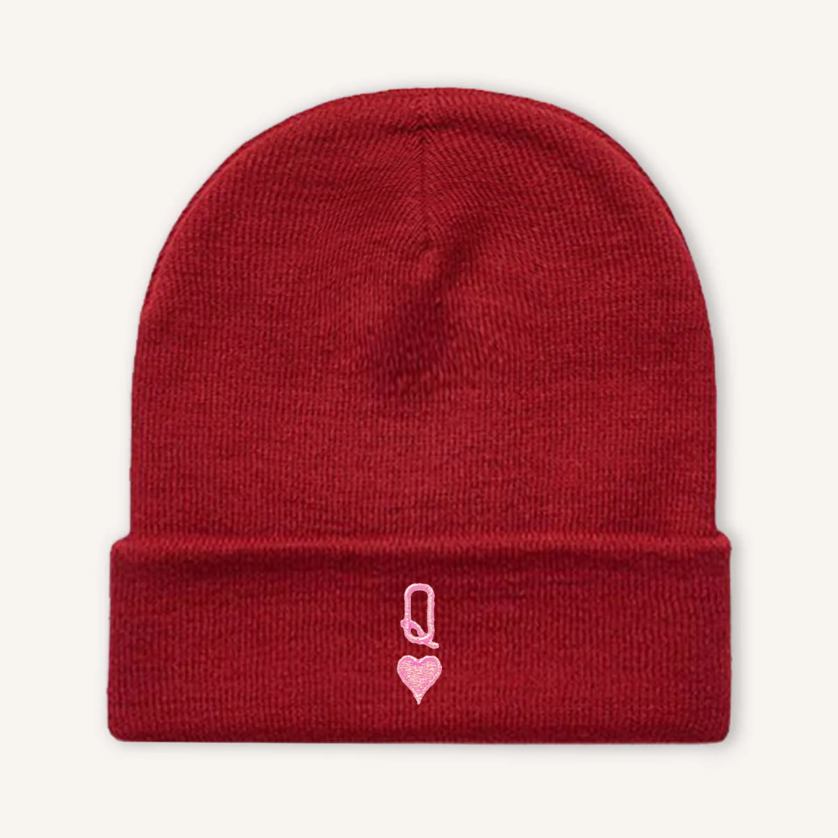Queen Tiny Embroidery Detail Beanie Hat - Image 4