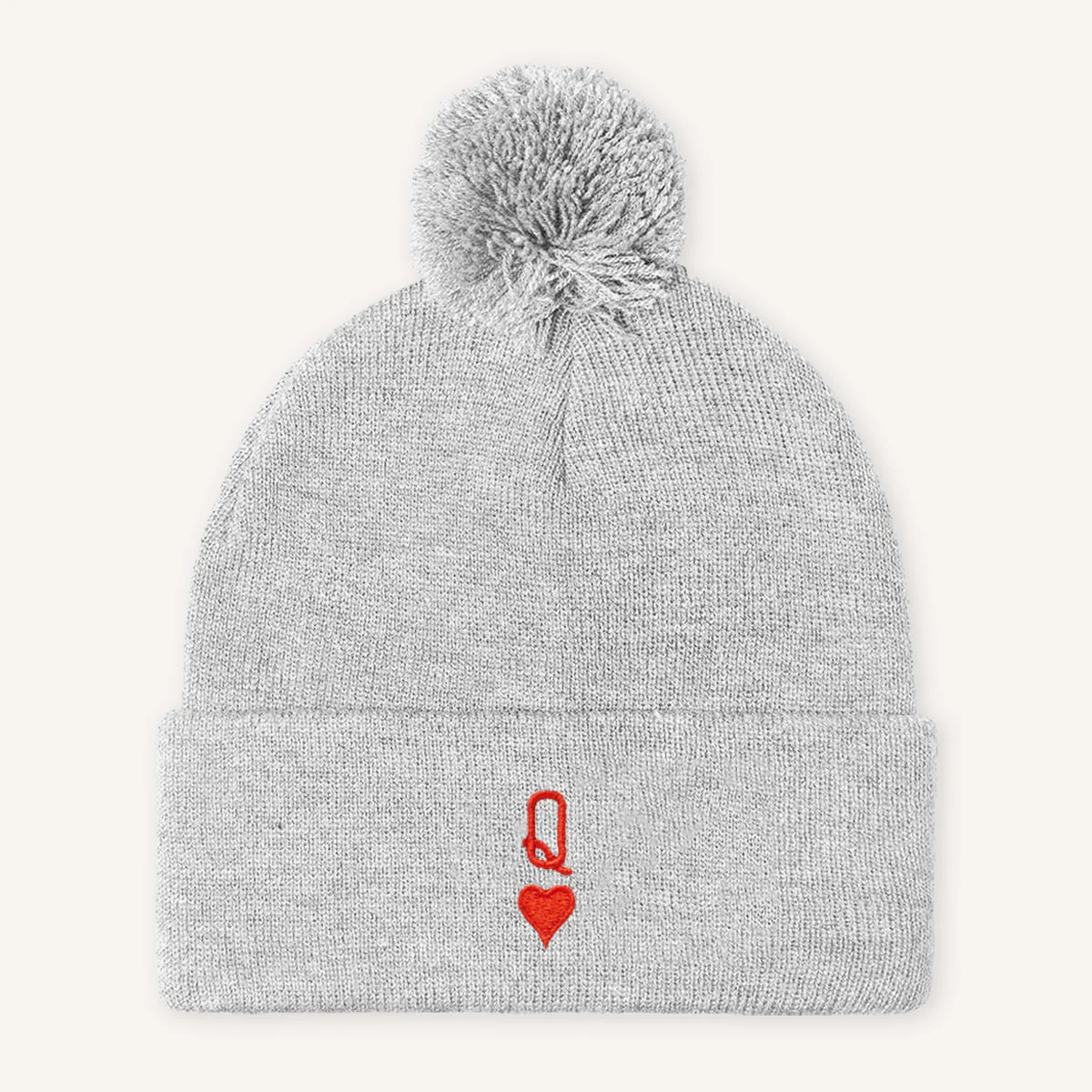 Queen Tiny Embroidery Detail Pom Pom Beanie Hat - Image 4