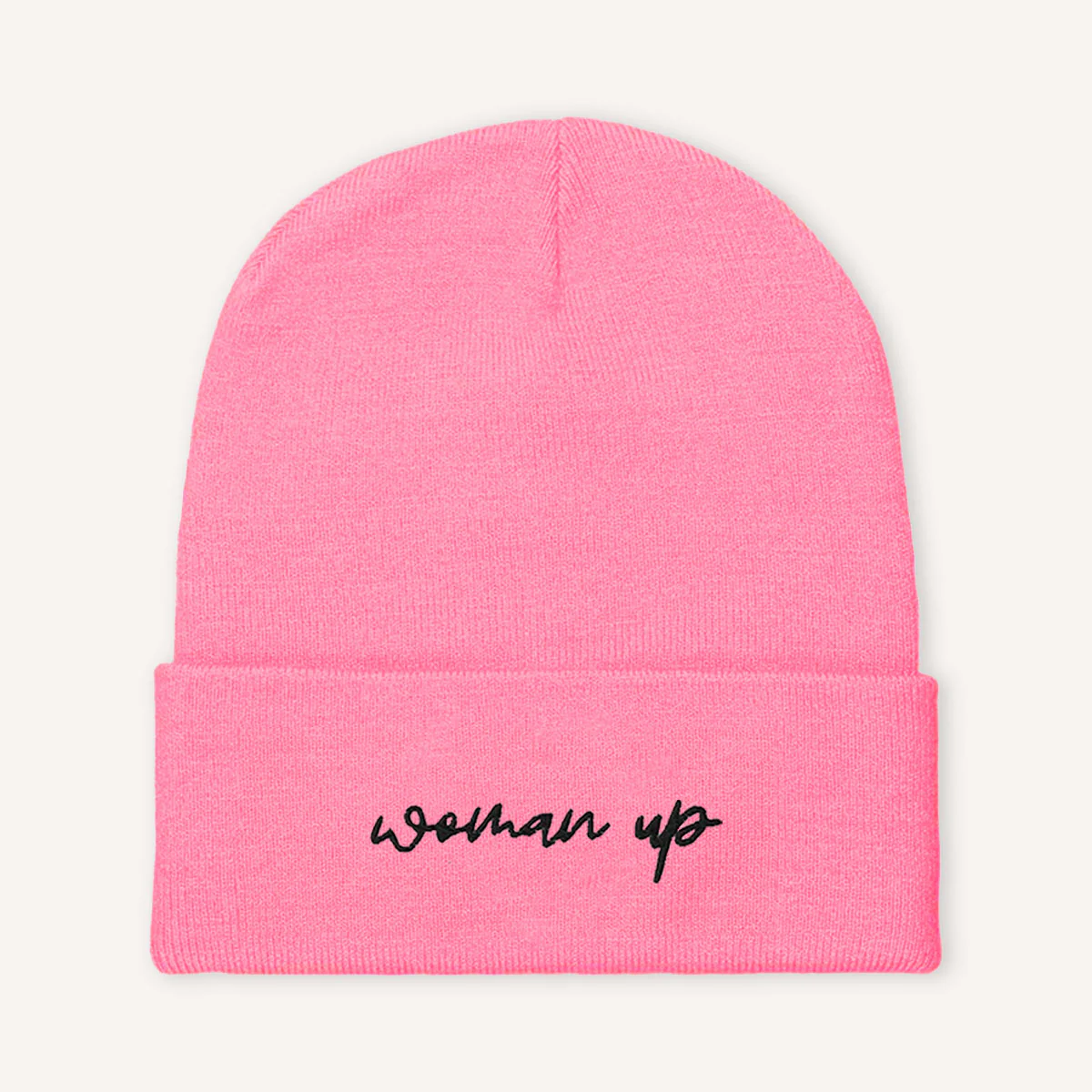 Woman Up Embroidered Beanie Hat - Image 4