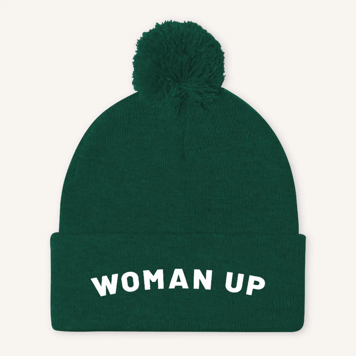 Woman Up Embroidered Pom Pom Beanie Hat - Image 4