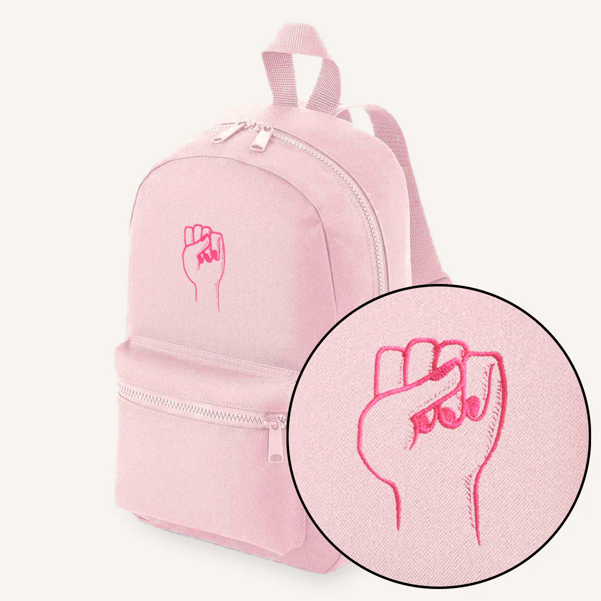 Feminist Fist Embroidered Mini Backpack - Image 3