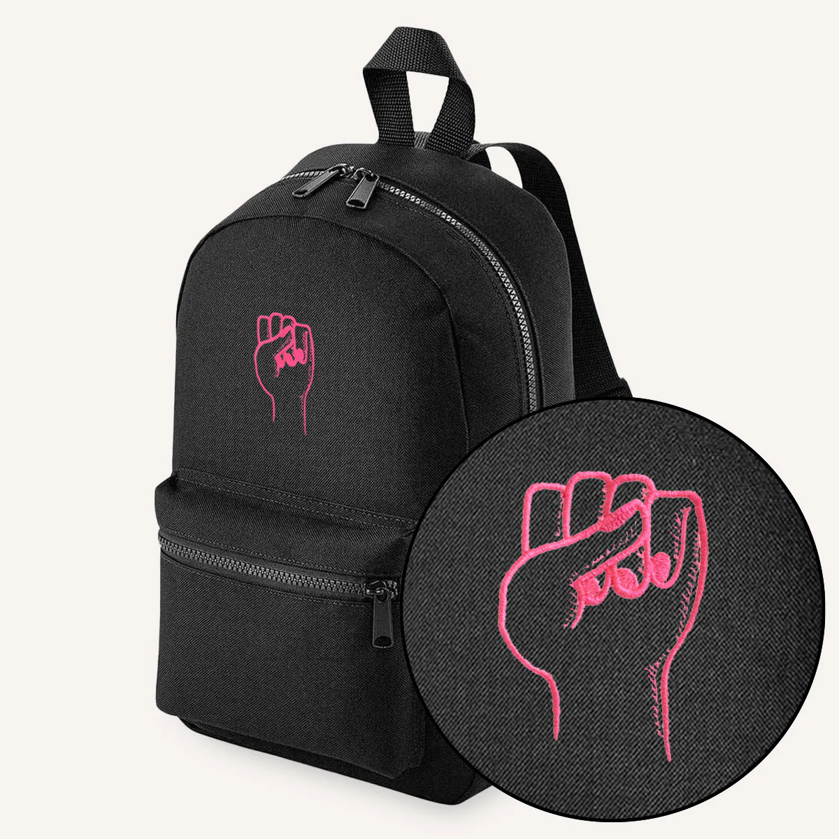 Feminist Fist Embroidered Mini Backpack - Image 4