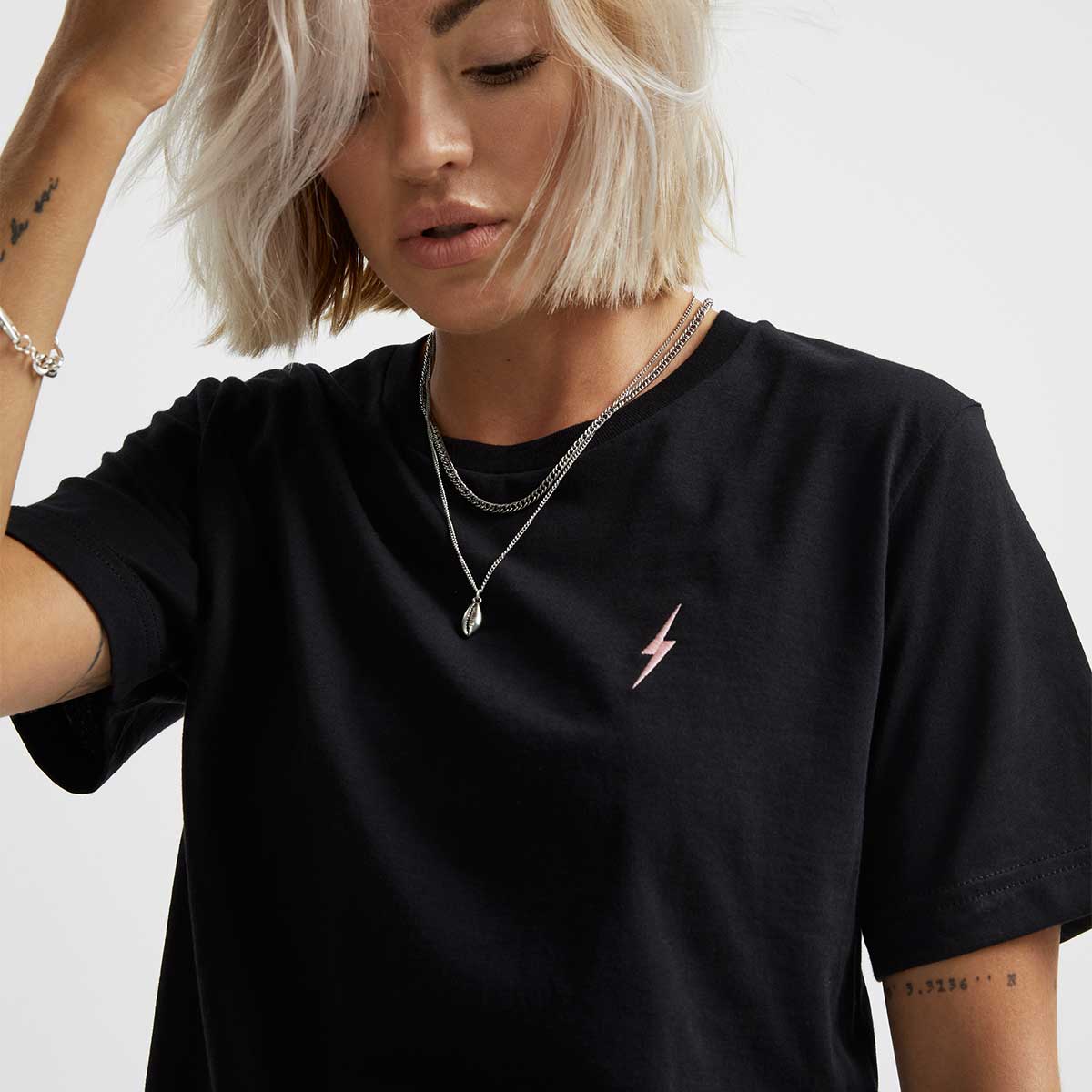 Lightning Embroidery Detail T-Shirt - Image 2