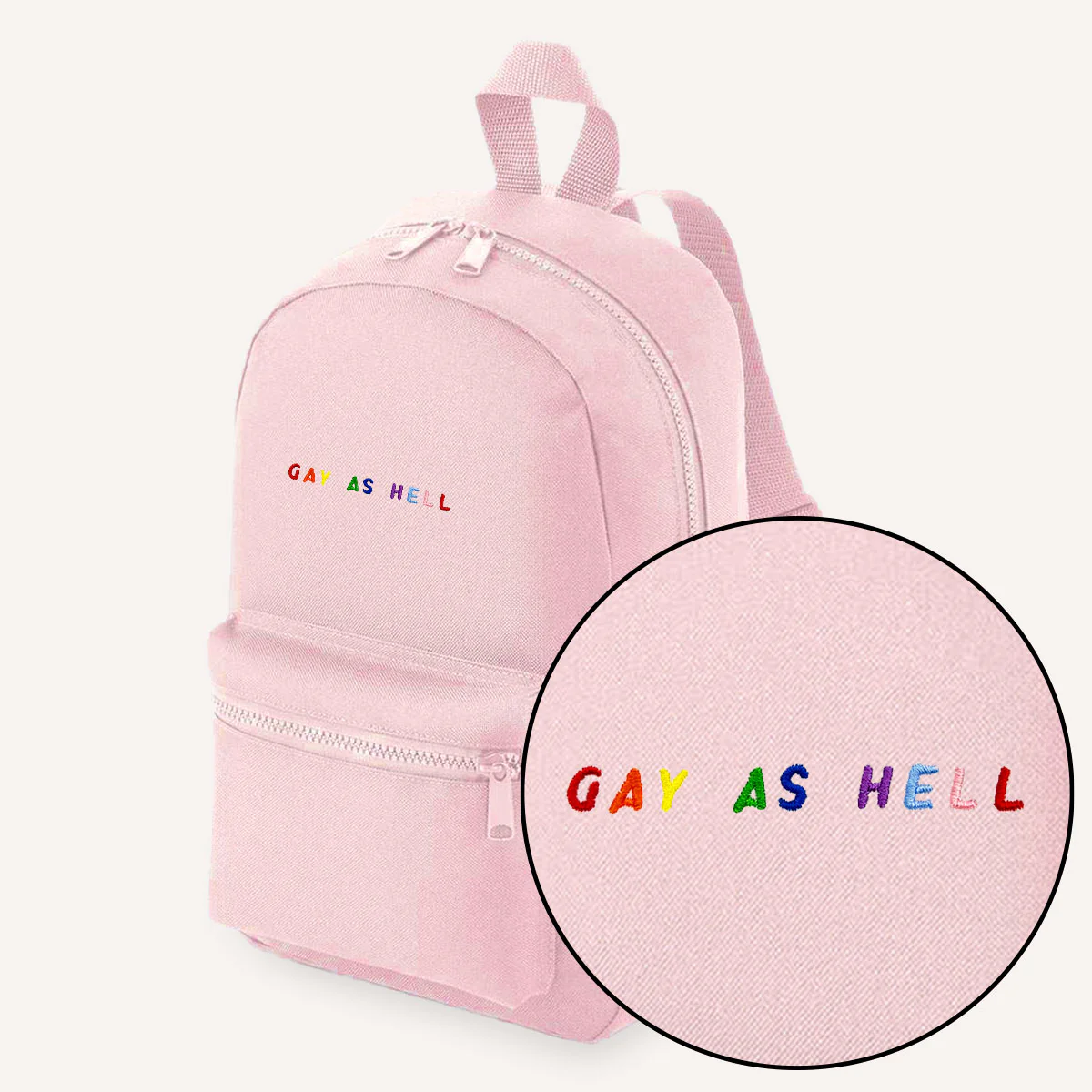 Gay As Hell Embroidered Mini Backpack - Image 4
