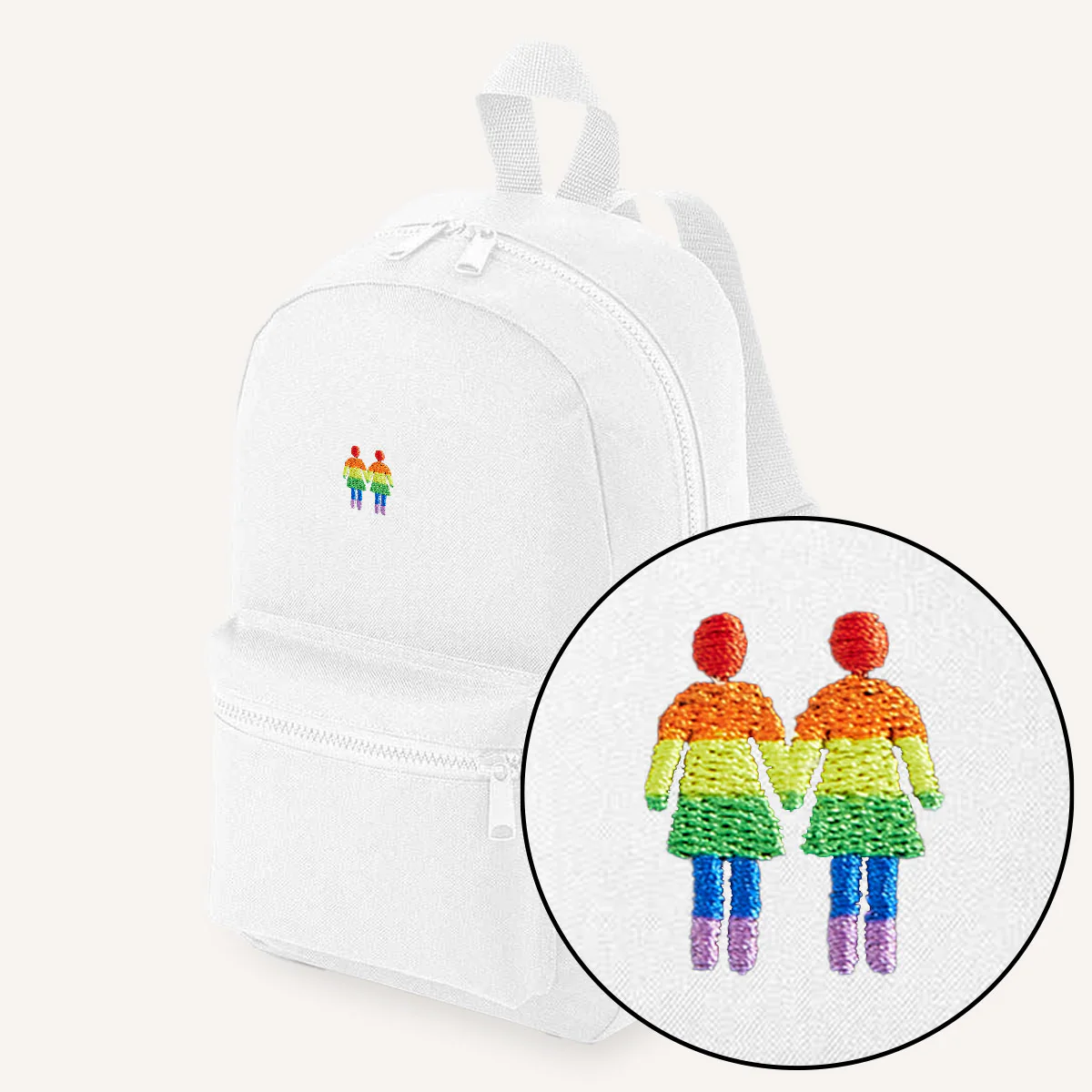 Holding Hands Embroidered Mini Backpack - Image 3