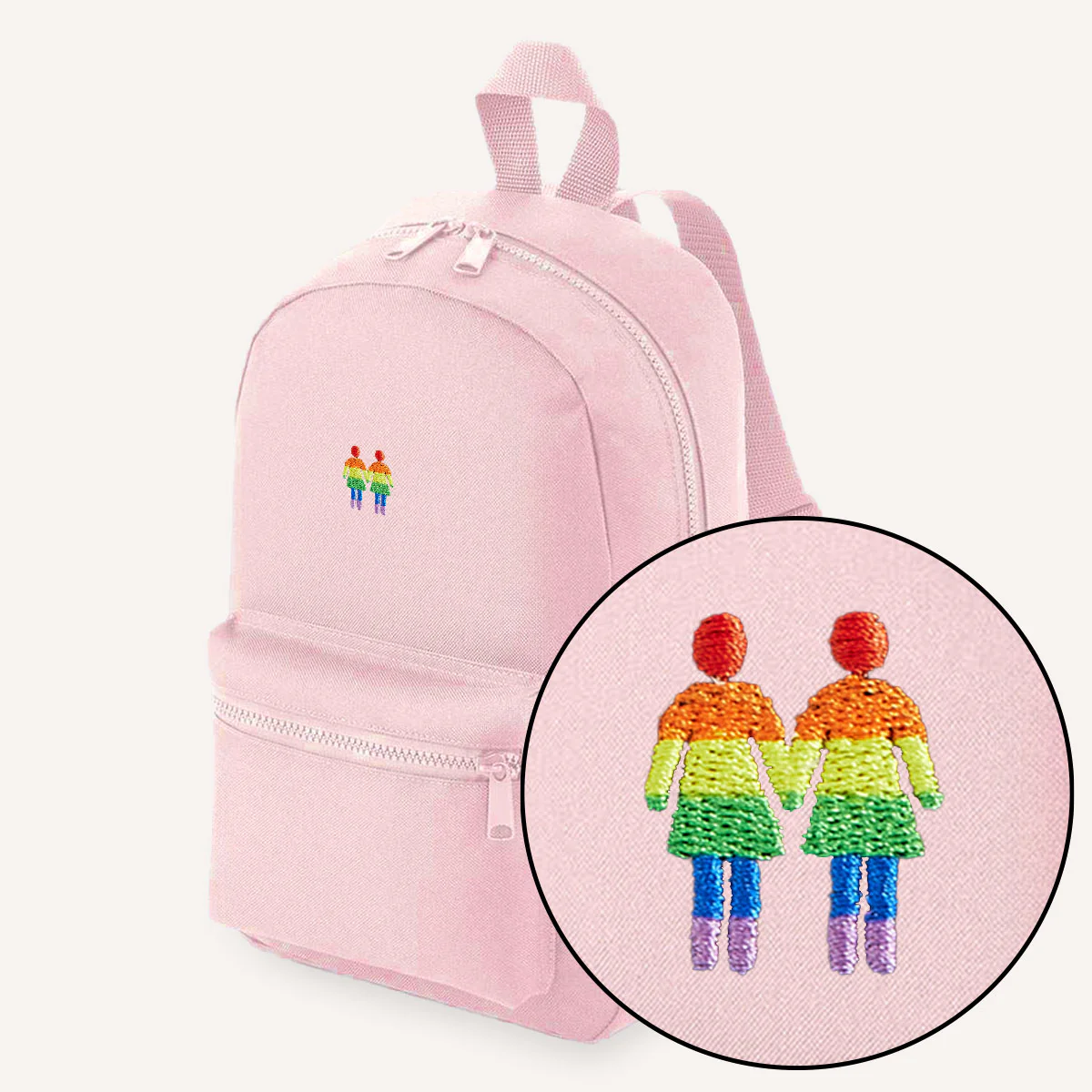 Holding Hands Embroidered Mini Backpack - Image 4