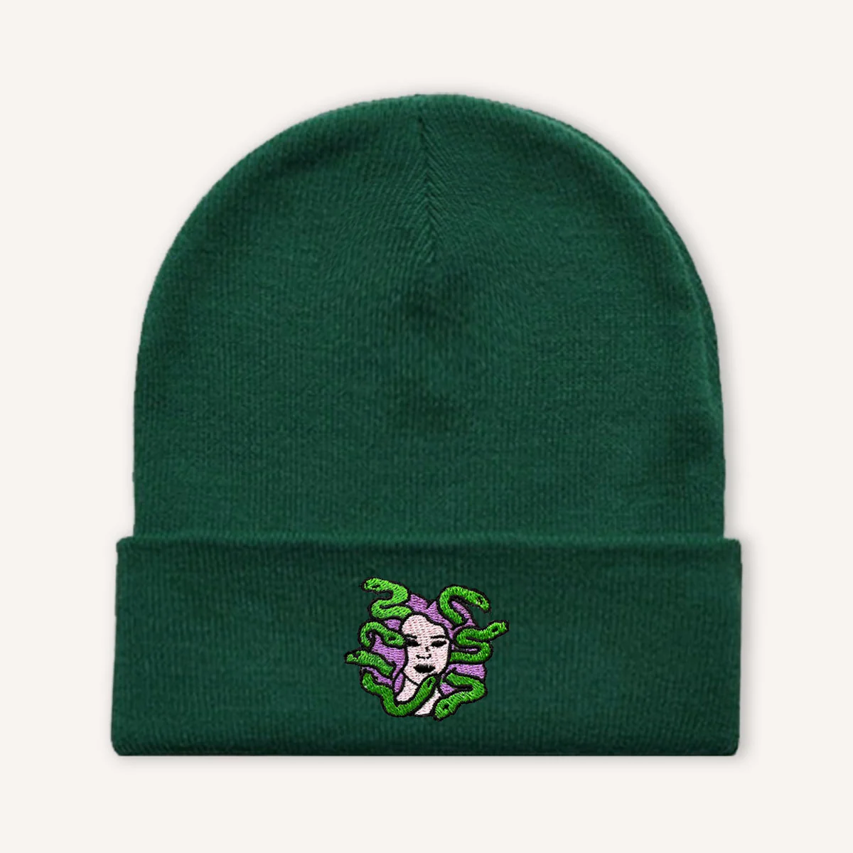 Medusa Embroidered Beanie Hat - Image 2