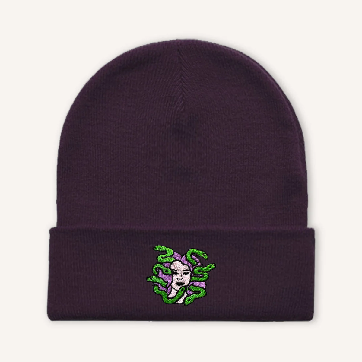 Medusa Embroidered Beanie Hat - Image 4