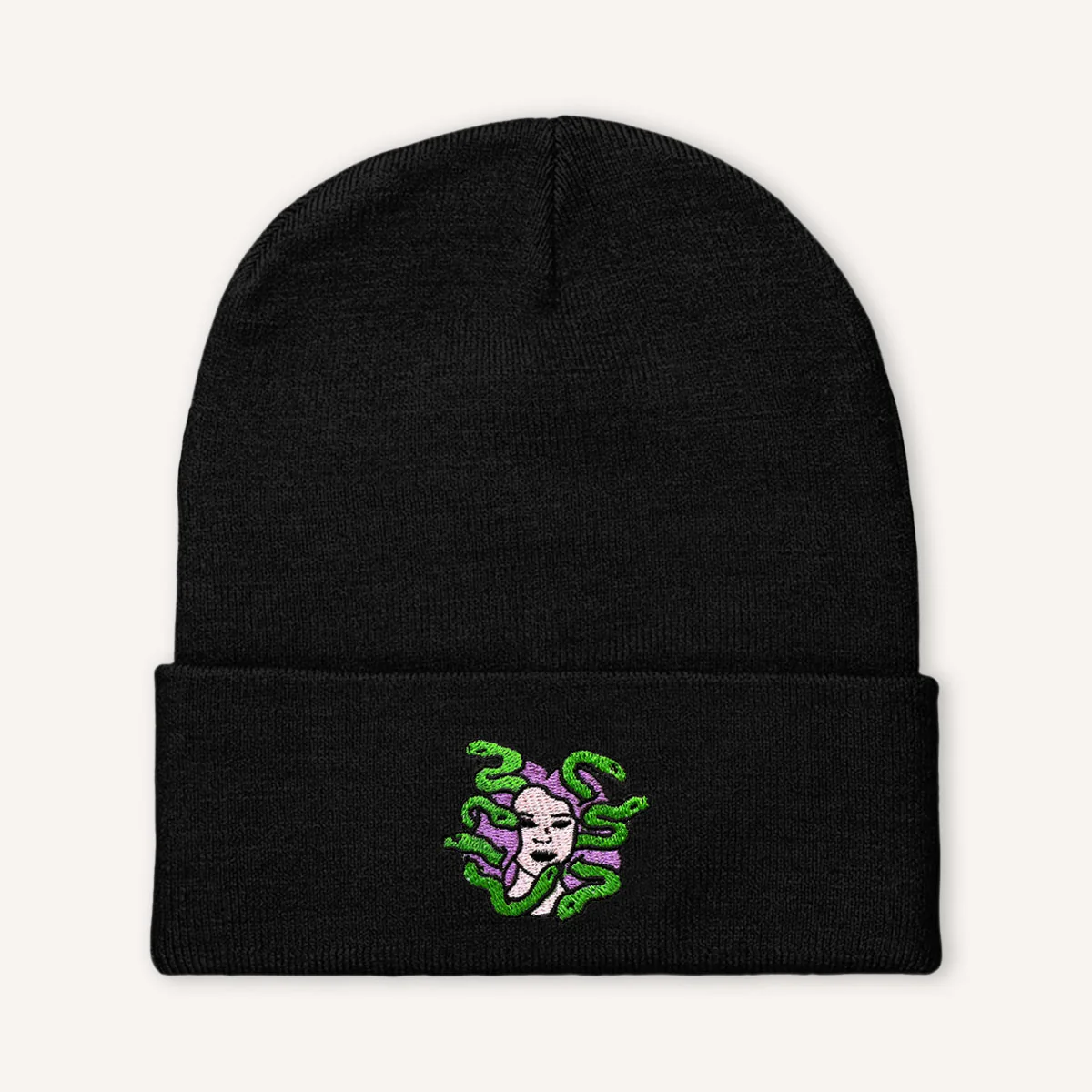 Medusa Embroidered Beanie Hat - Image 5