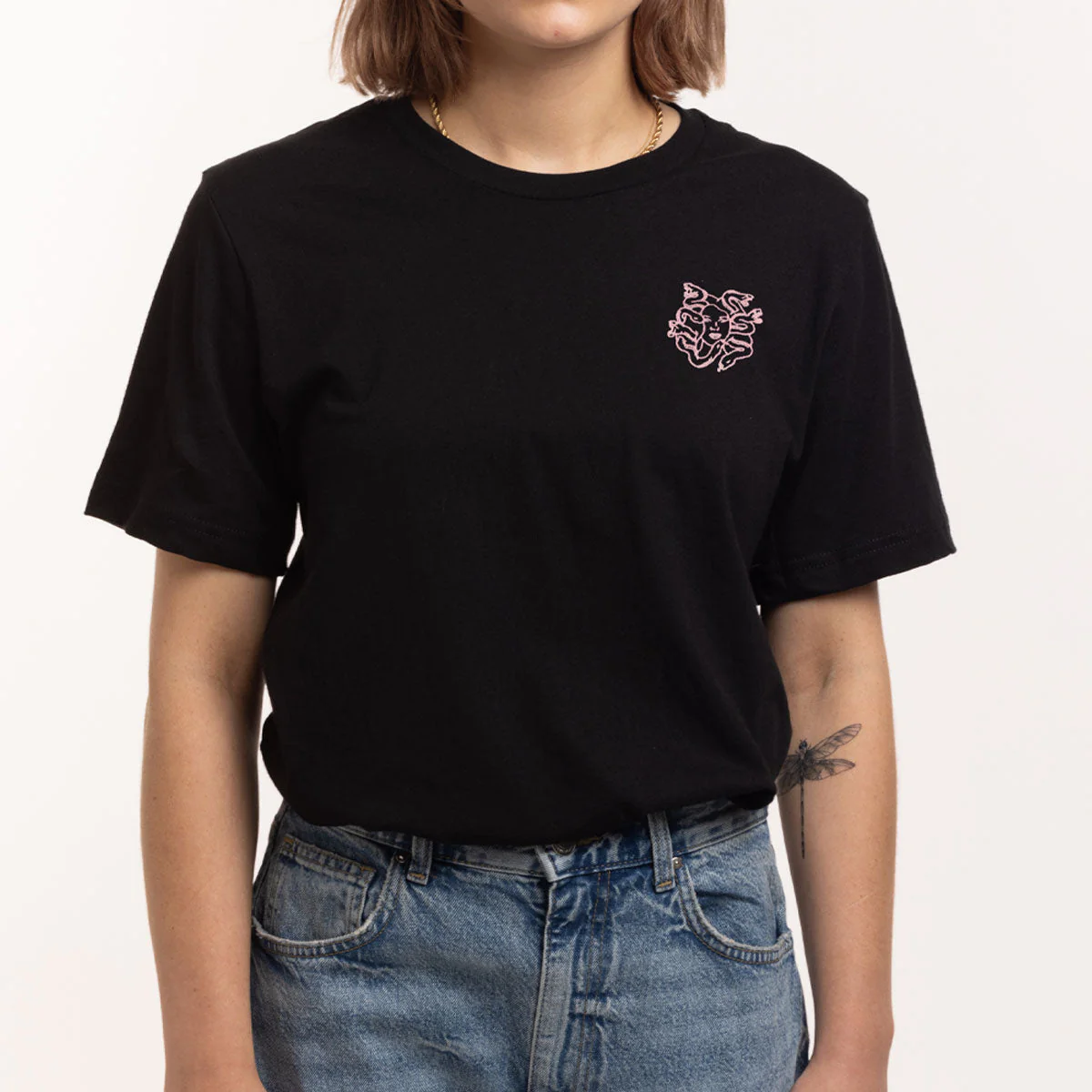 Medusa Embroidery Detail T-Shirt - Image 3