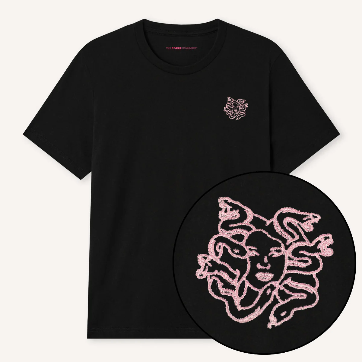 Medusa Embroidery Detail T-Shirt - Image 4