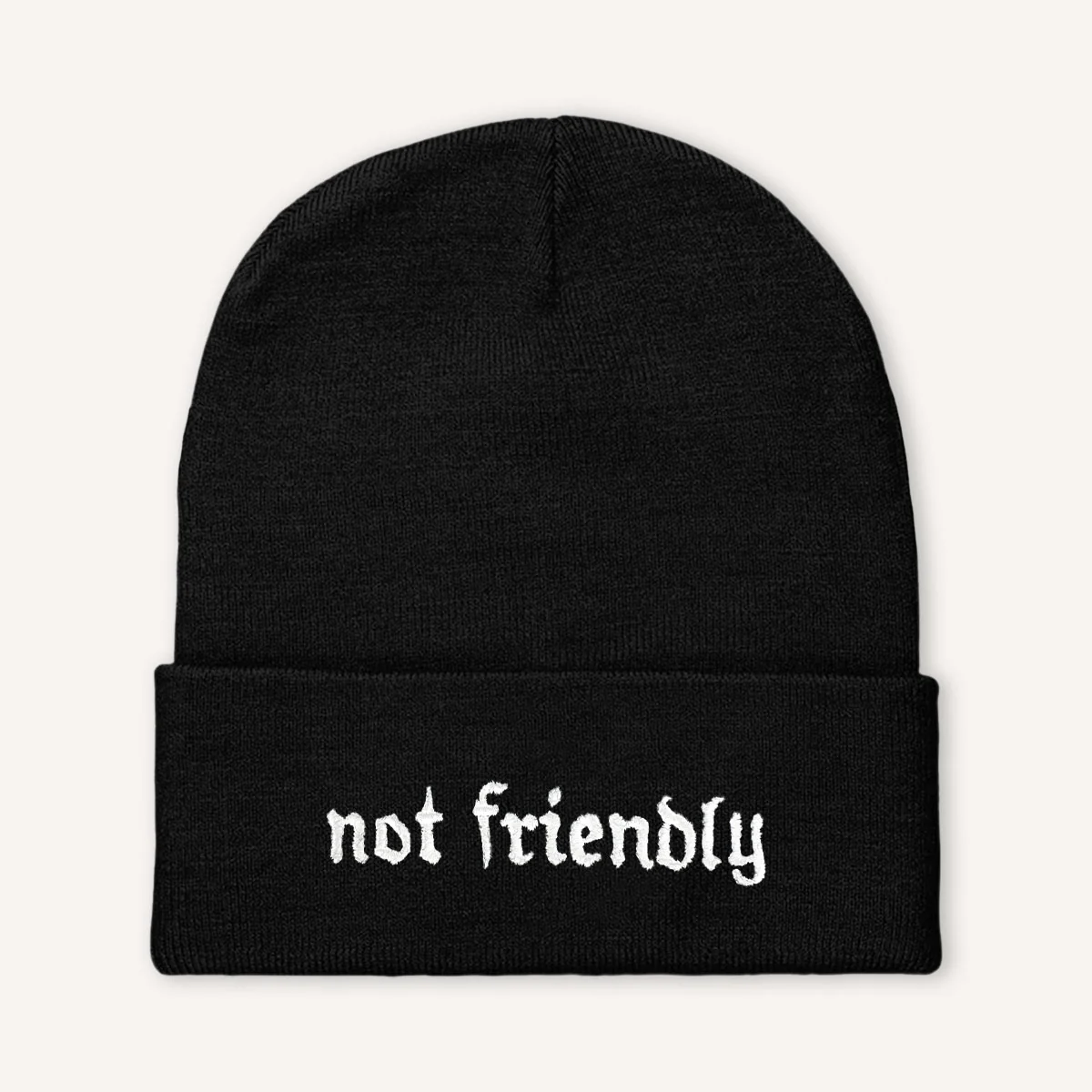 Not Friendly Embroidered Beanie Hat - Image 2