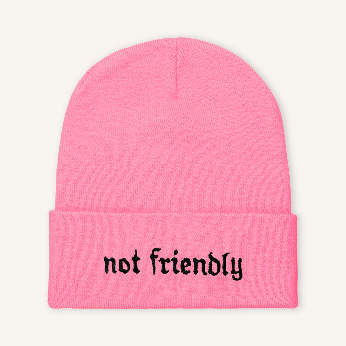 Not Friendly Embroidered Beanie Hat - Image 3