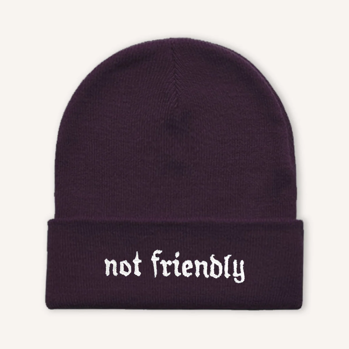 Not Friendly Embroidered Beanie Hat - Image 4