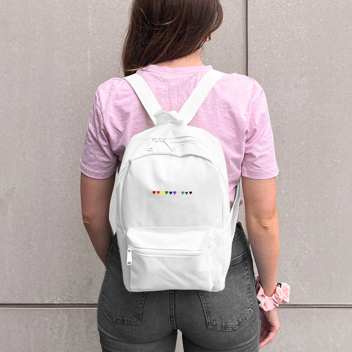 Pride Hearts Embroidered Mini Backpack - Image 2