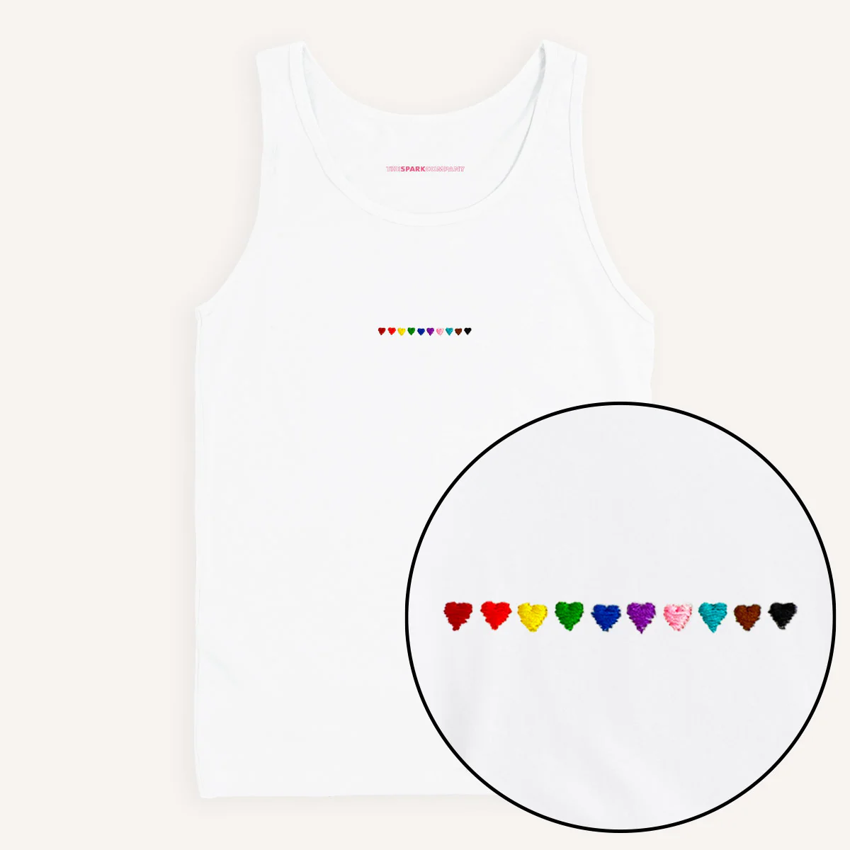 Pride Hearts Embroidered Tank Top