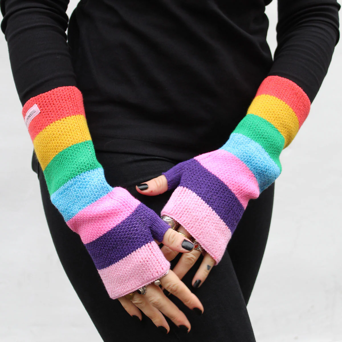 Rainbow Fingerless Wrist Warmers - Image 3