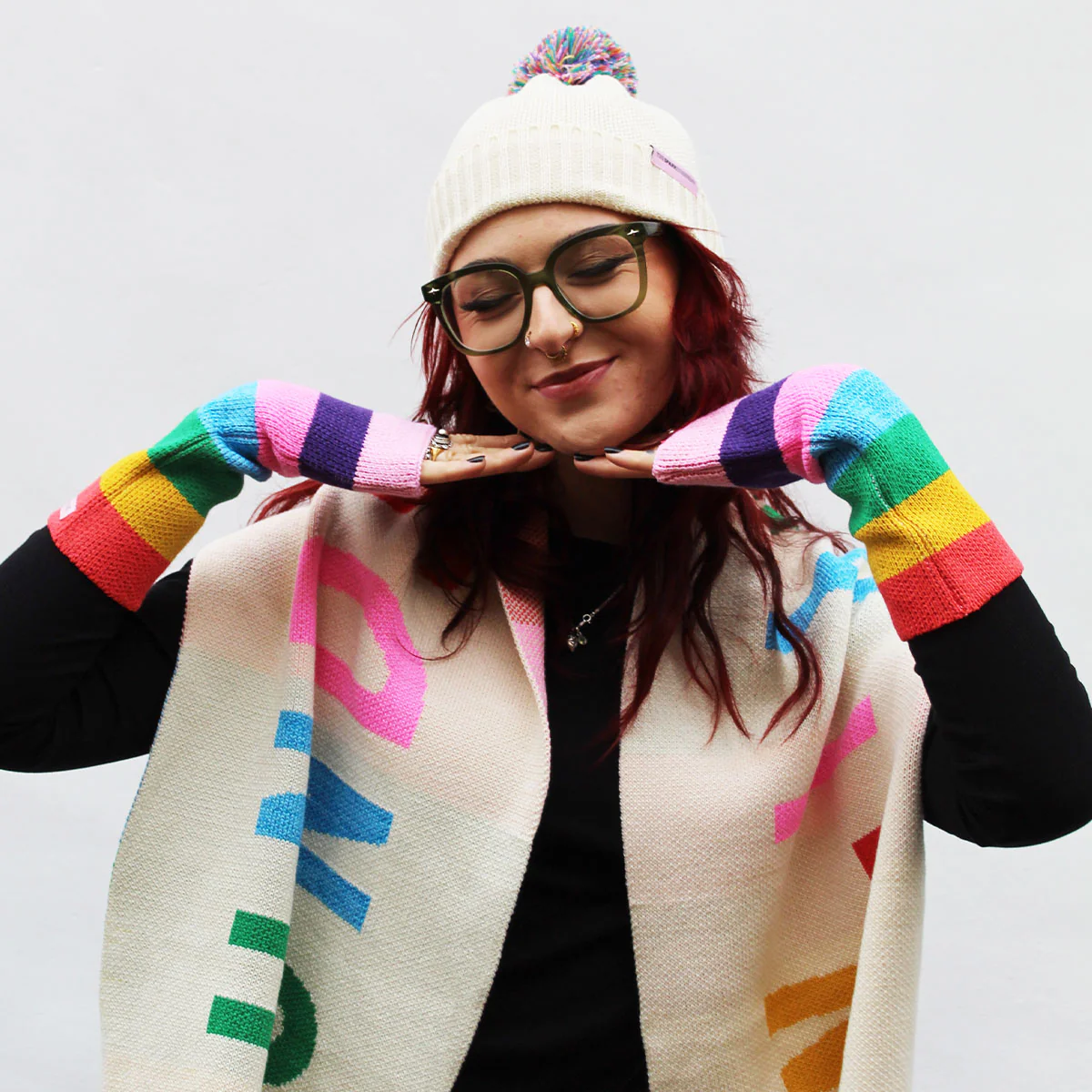 Rainbow Fingerless Wrist Warmers - Image 4