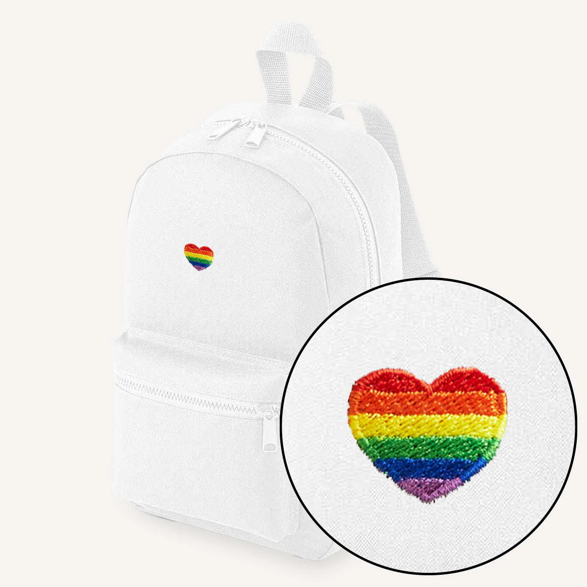 Rainbow Heart Embroidered Mini Backpack - Image 2