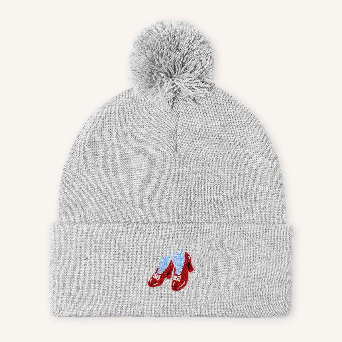 Ruby Slippers Embroidered Pom Pom Beanie Hat - Image 3