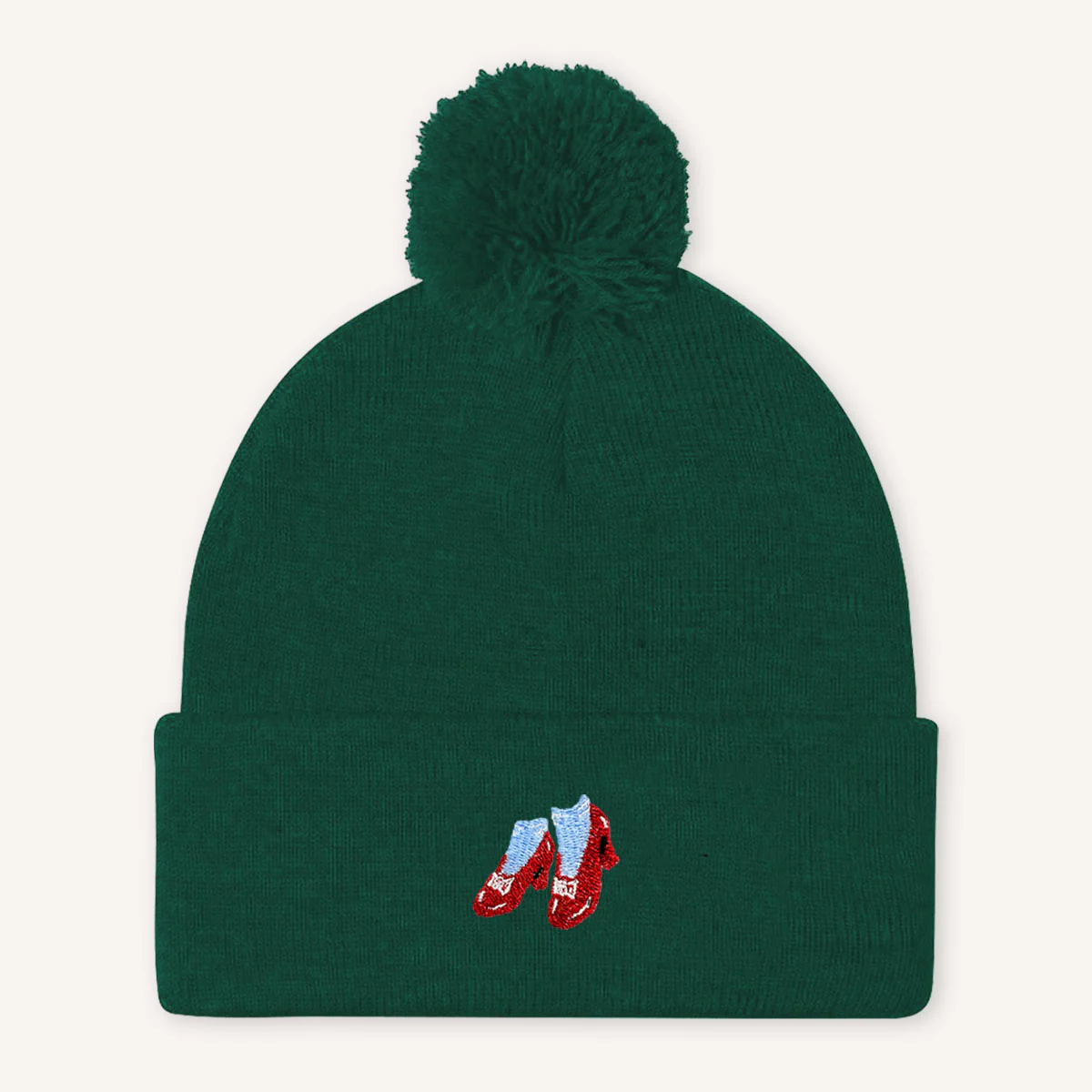 Ruby Slippers Embroidered Pom Pom Beanie Hat - Image 4