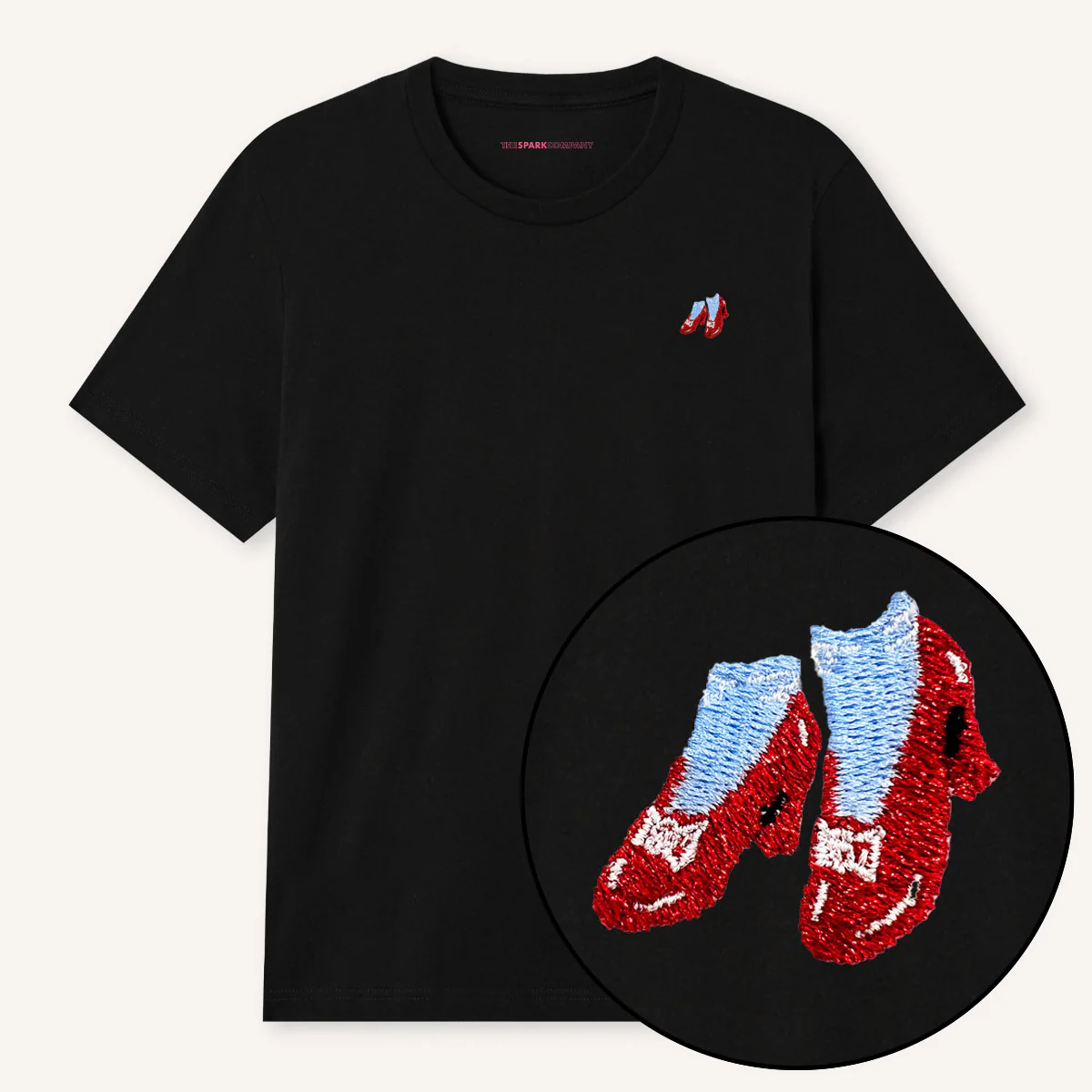 Ruby Slippers Embroidery Detail T-Shirt - Image 4