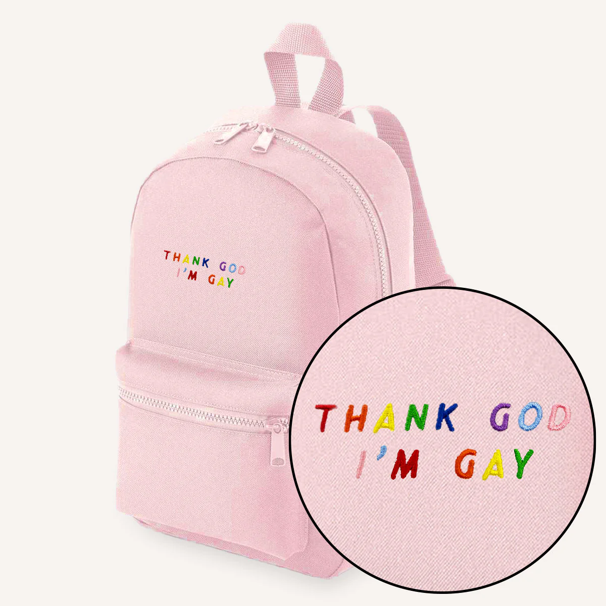 Thank God I'm Gay Embroidered Mini Backpack - Image 4
