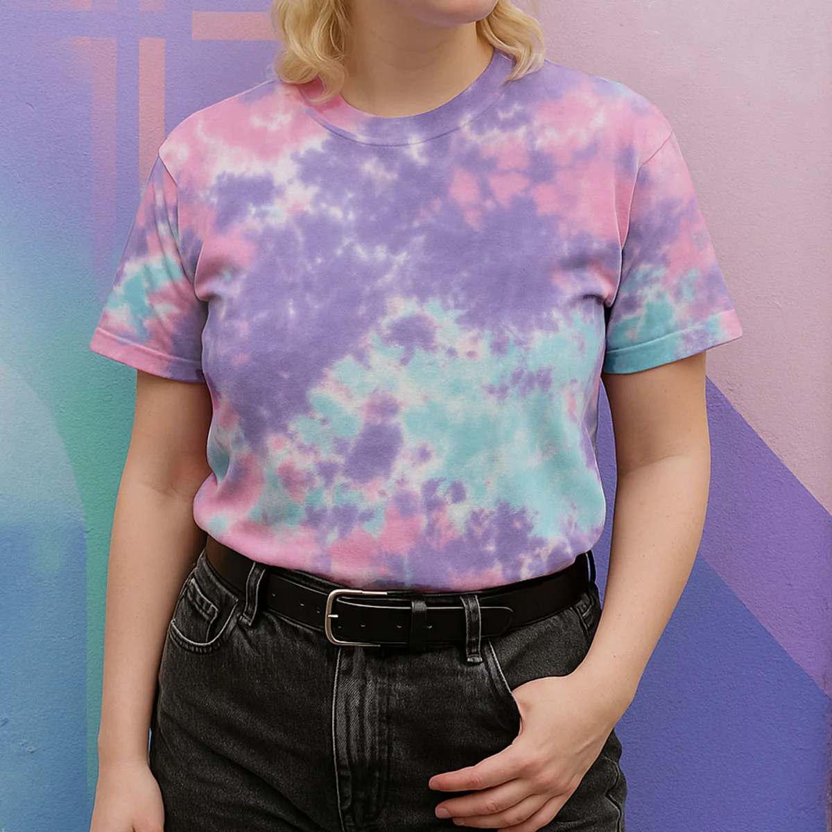 Trans Flag Inspired Tie Dye T-Shirt - Image 2